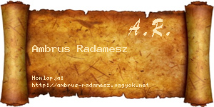 Ambrus Radamesz névjegykártya